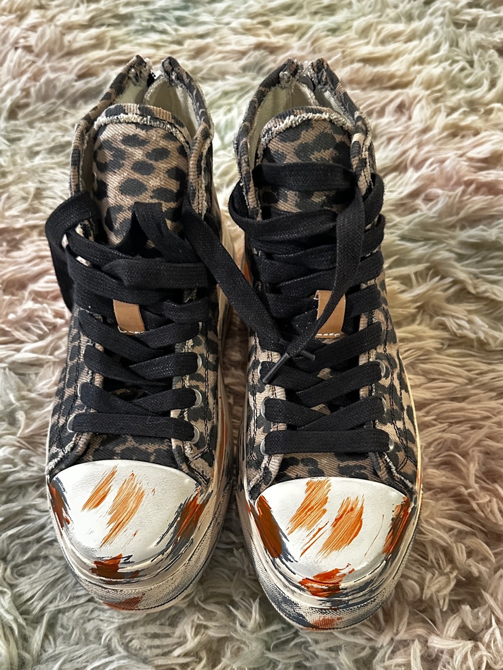 New R13 Leopard-Print High-Top Sneaker in Brown Size 38 - Picture 4 of 11